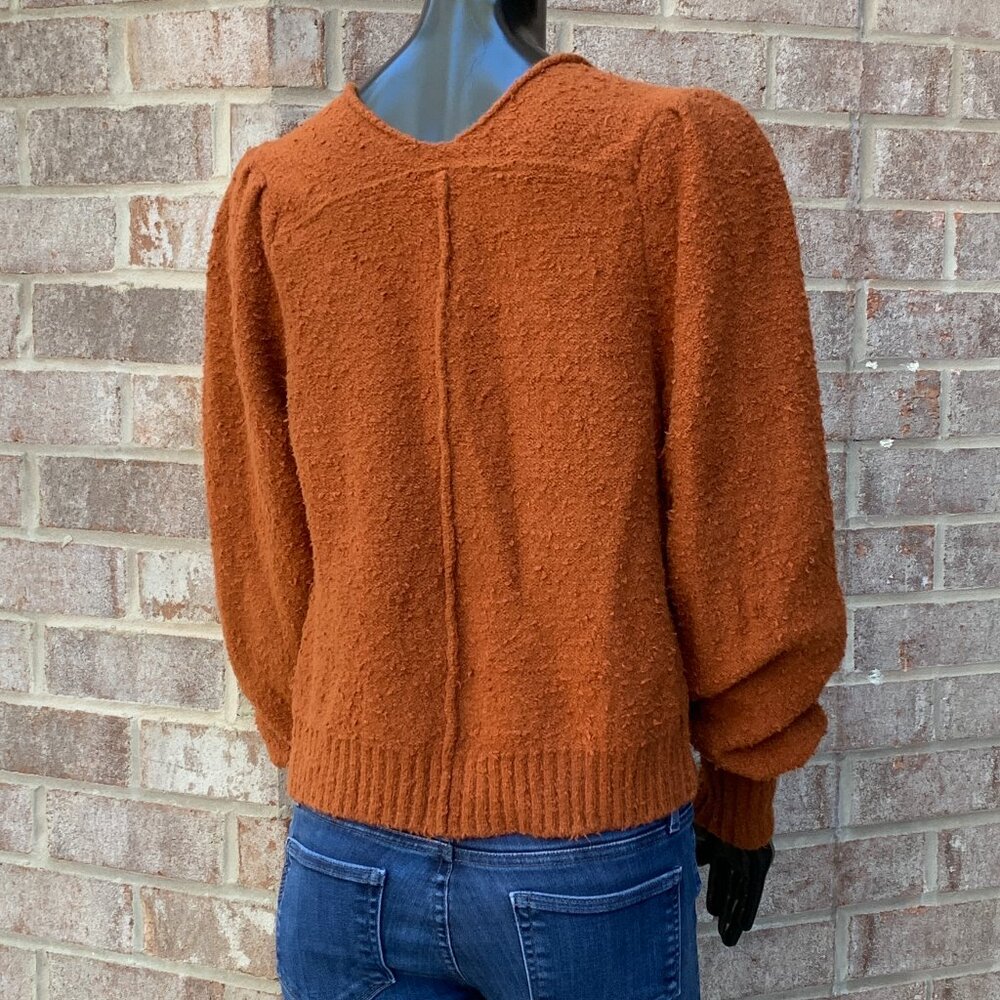 Free People Burnt Orange Long Sleeve V-Neck Sweater SzXS - Picture 5 of 15